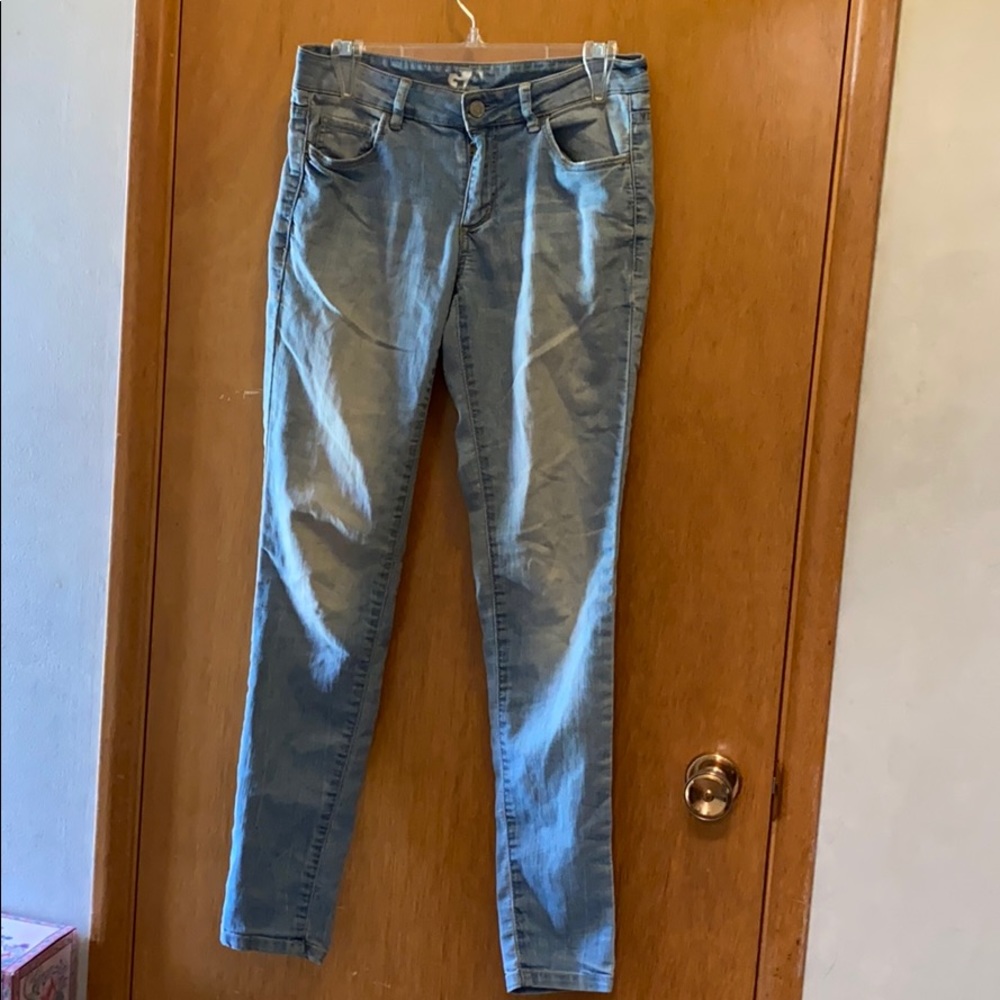 Light wash garage brand high wasted stretch jeans